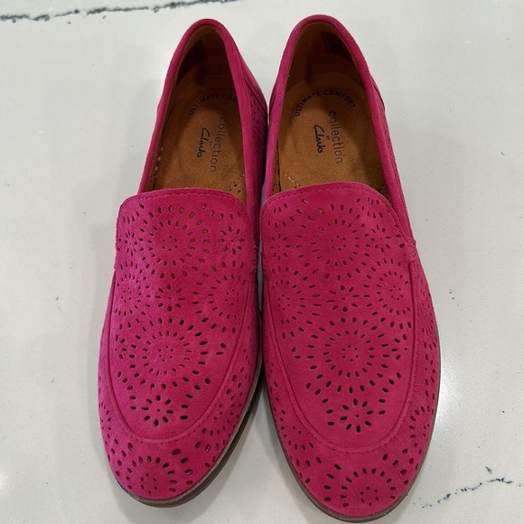 Clarks Ultimate Comfort Collection “Trish Calla” Pink Suede Loafers Safe… - Picture 2 of 13